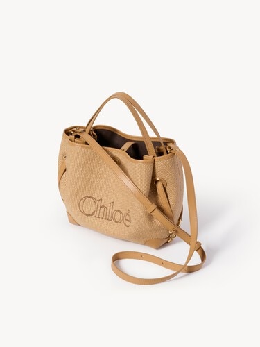 Small Chlo&eacute; Clover double carry bag in raffia-effect fibers - 3