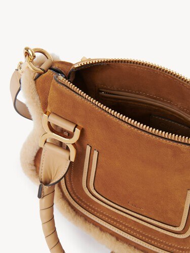 Small Marcie bag in suede leather & shearling - 8