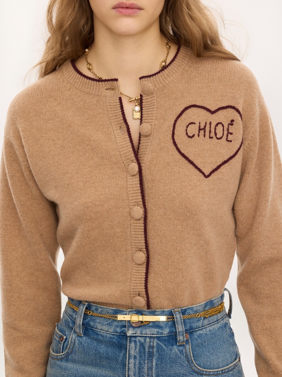 Fitted logo cardigan in a wool & cashmere knit - 6