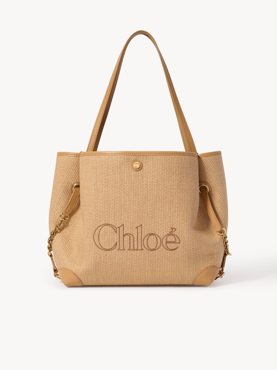 Chlo&eacute; Clover double carry bag in raffia-effect fibers - 1