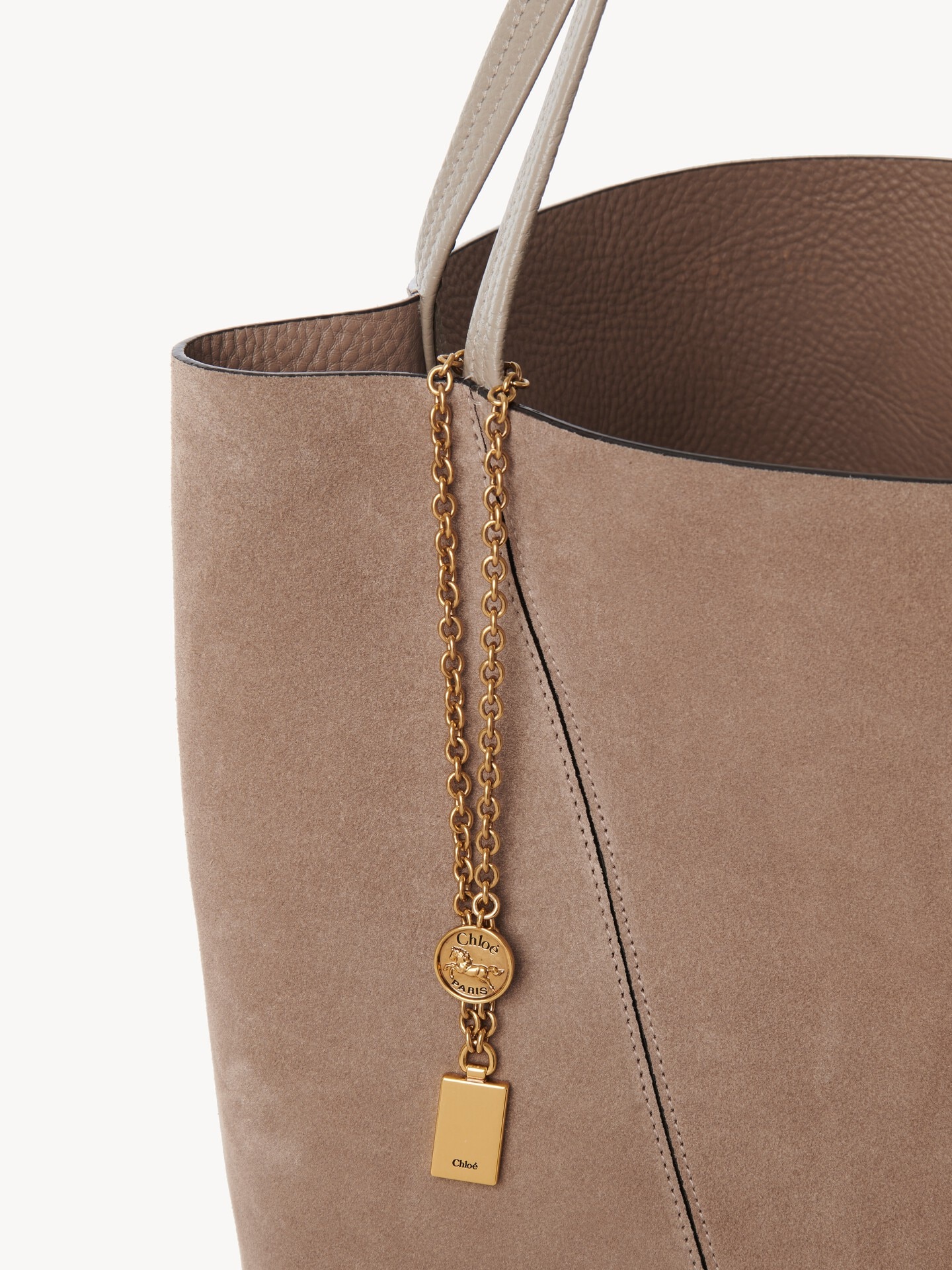 Large sac cabas Chlo&eacute; Spin en cuir velours - 6.0
