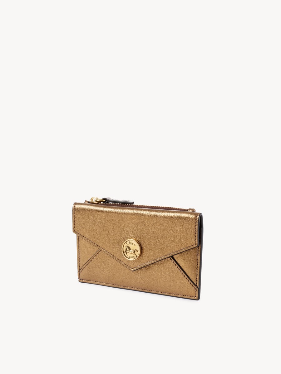 Small Envelope purse with card slots in metallized leather - 3