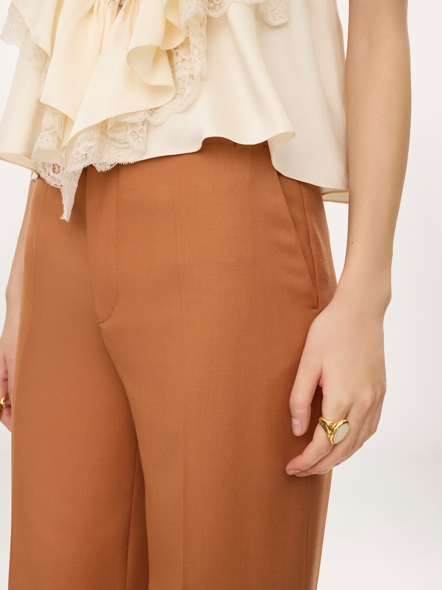 High-rise flared pants in wool gabardine - 6