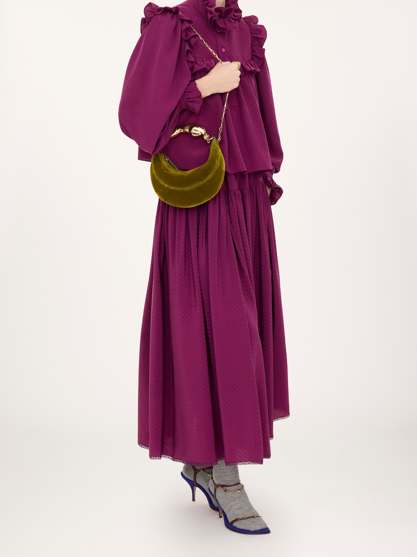 Small Chain Horse shoulder bag in velvet - 8.0