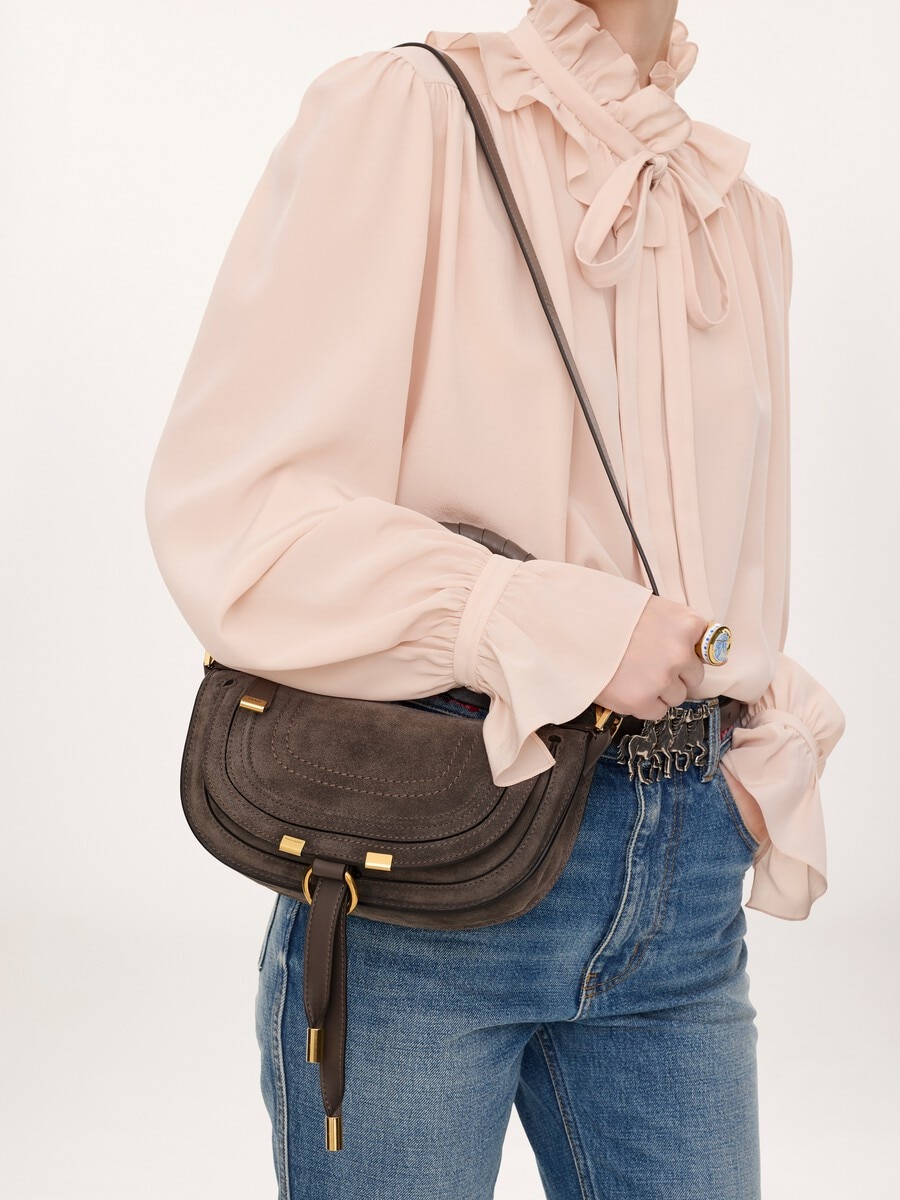 Mini Marcie shoulder bag in suede leather - 4