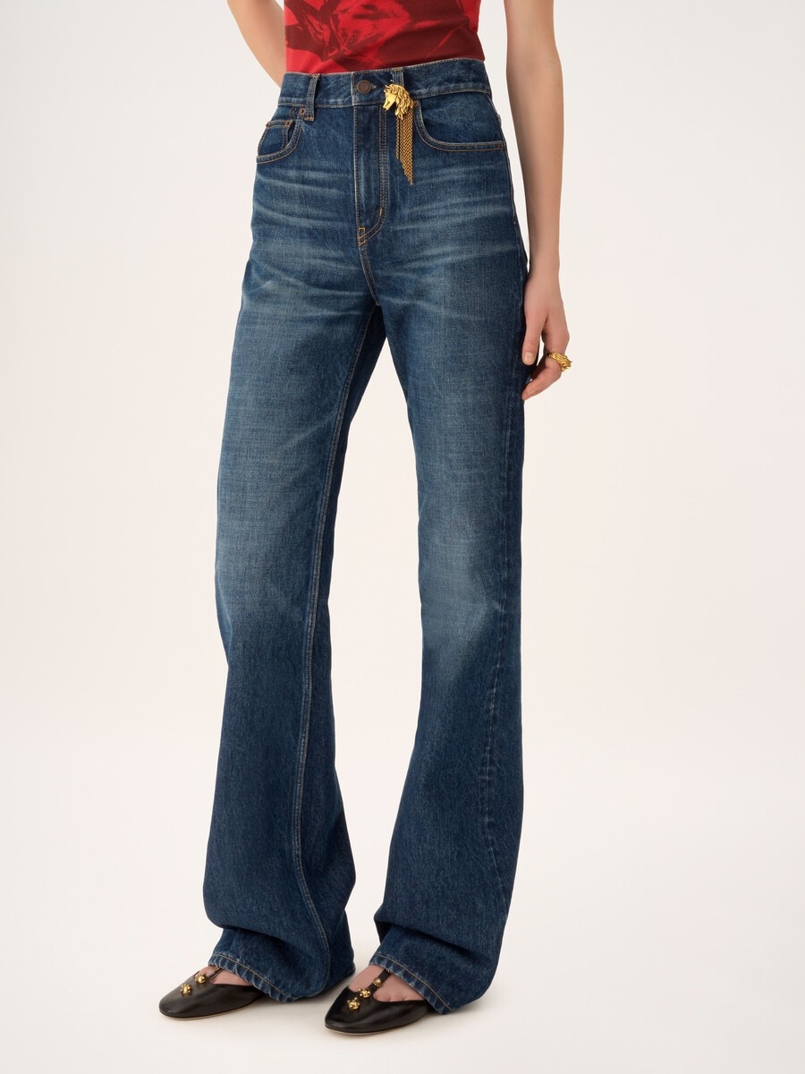 High-rise straight jeans in denim - 4