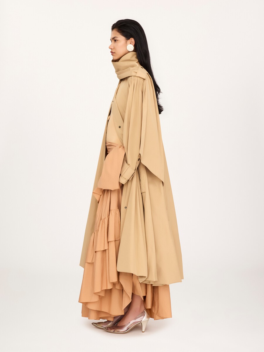 Trench col montant foulard en popeline de coton - 5