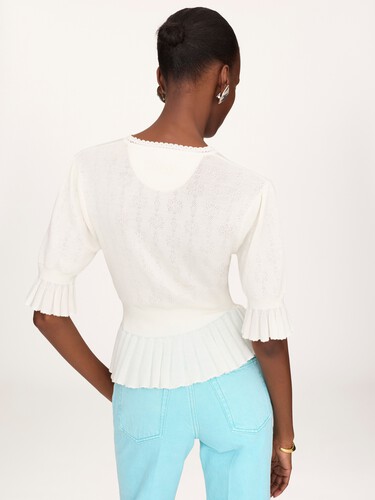 Cropped ruffle sweater in a wool knit - 6