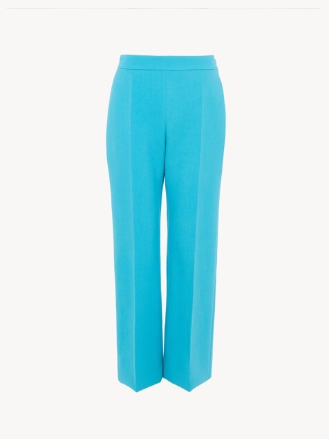 Straight cropped pants in wool cr&ecirc;pe
