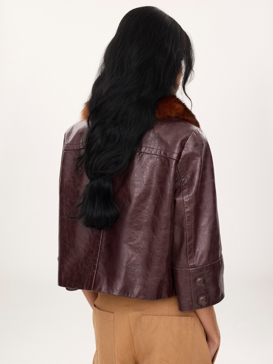 Cropped jacket in leather - 5