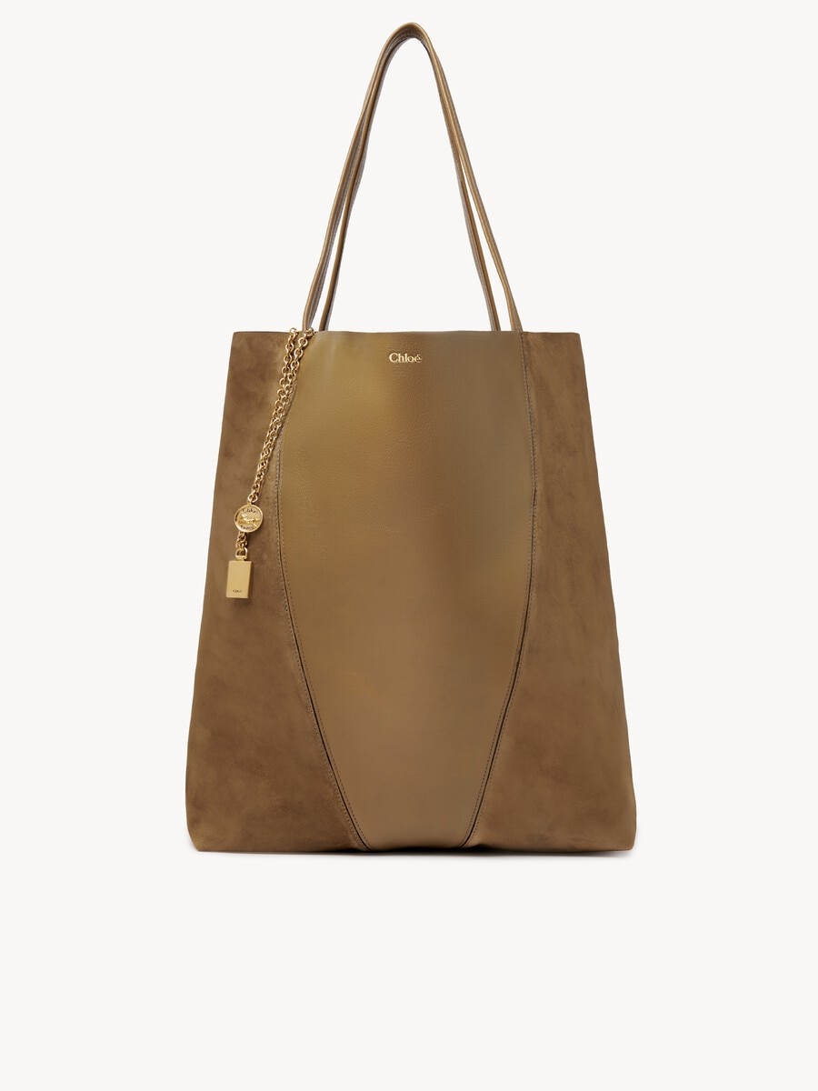 Bolso tote Chlo&eacute; Spin grande de ante y cuero granulado - 1