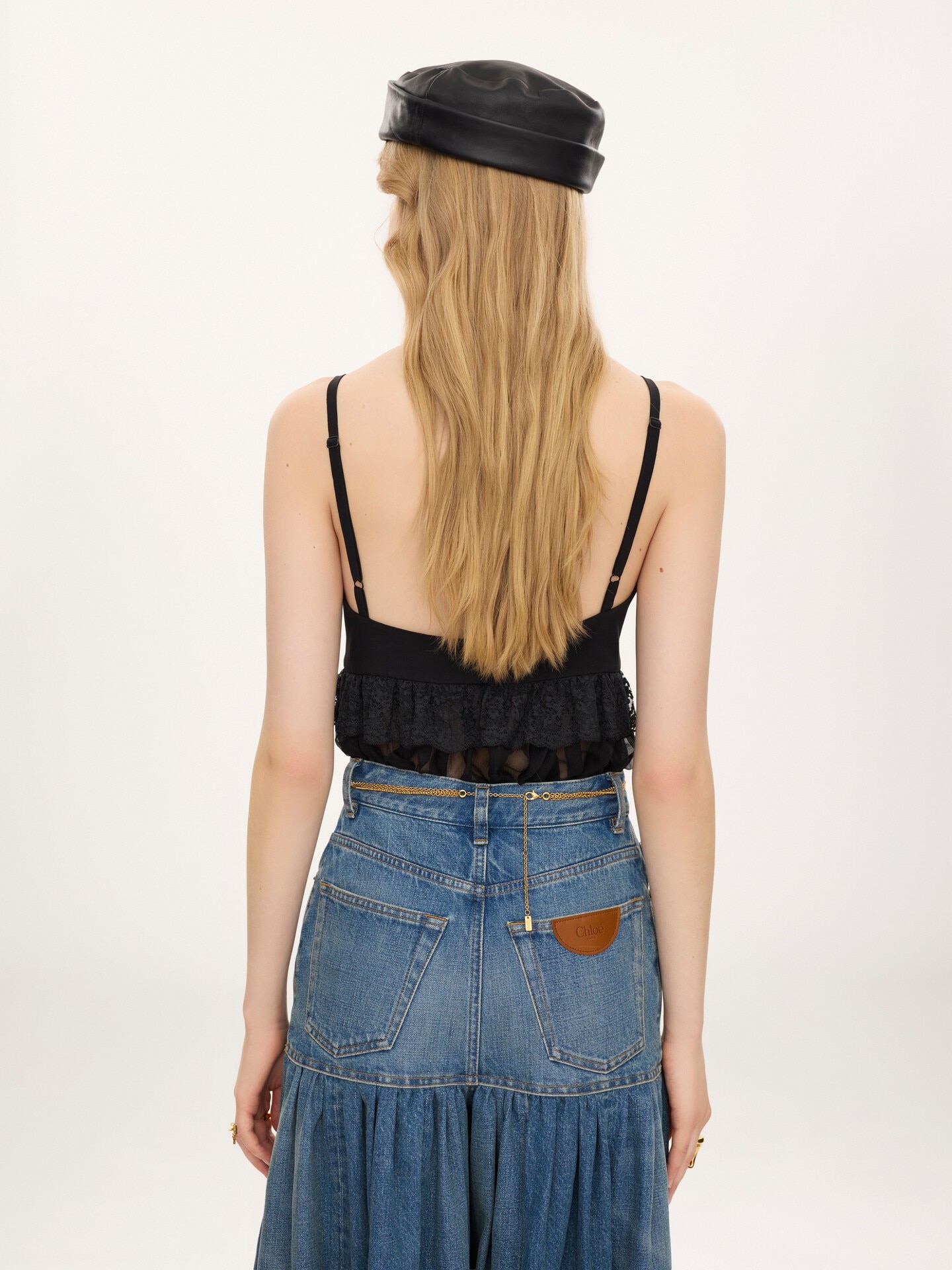 Thin-strap lingerie top in cr&ecirc;pe de chine - 5.0