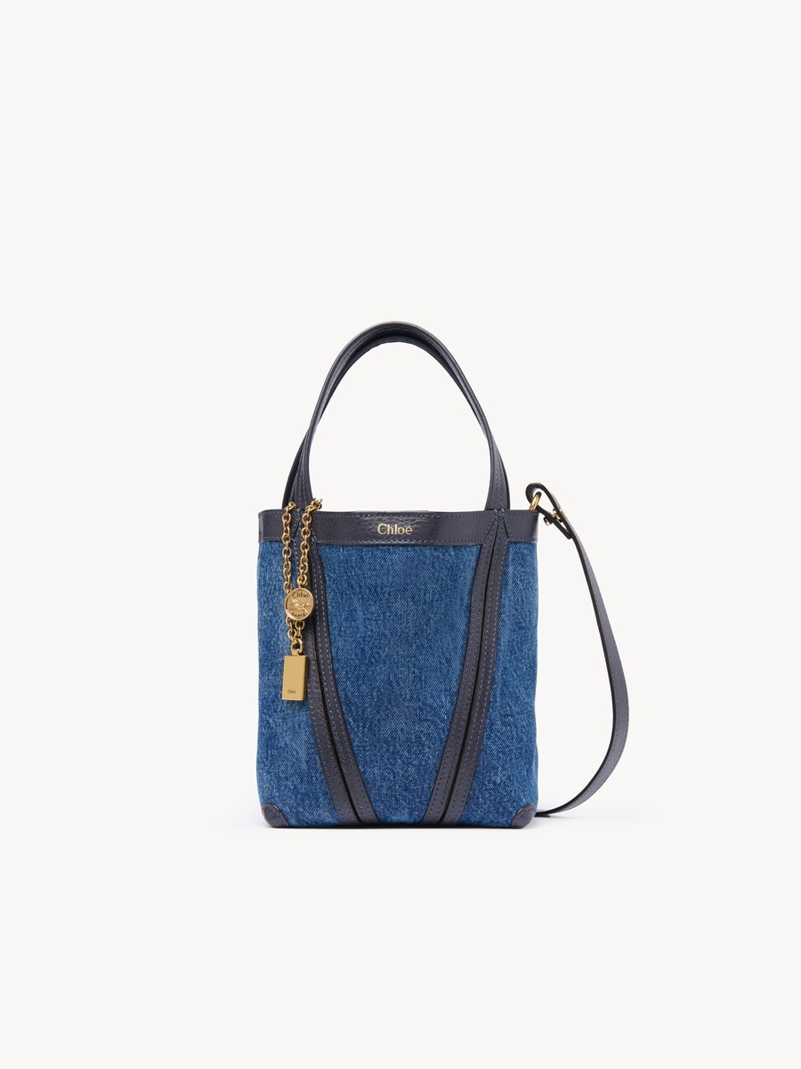 Small Chlo&eacute; Spin tote bag in denim - 1
