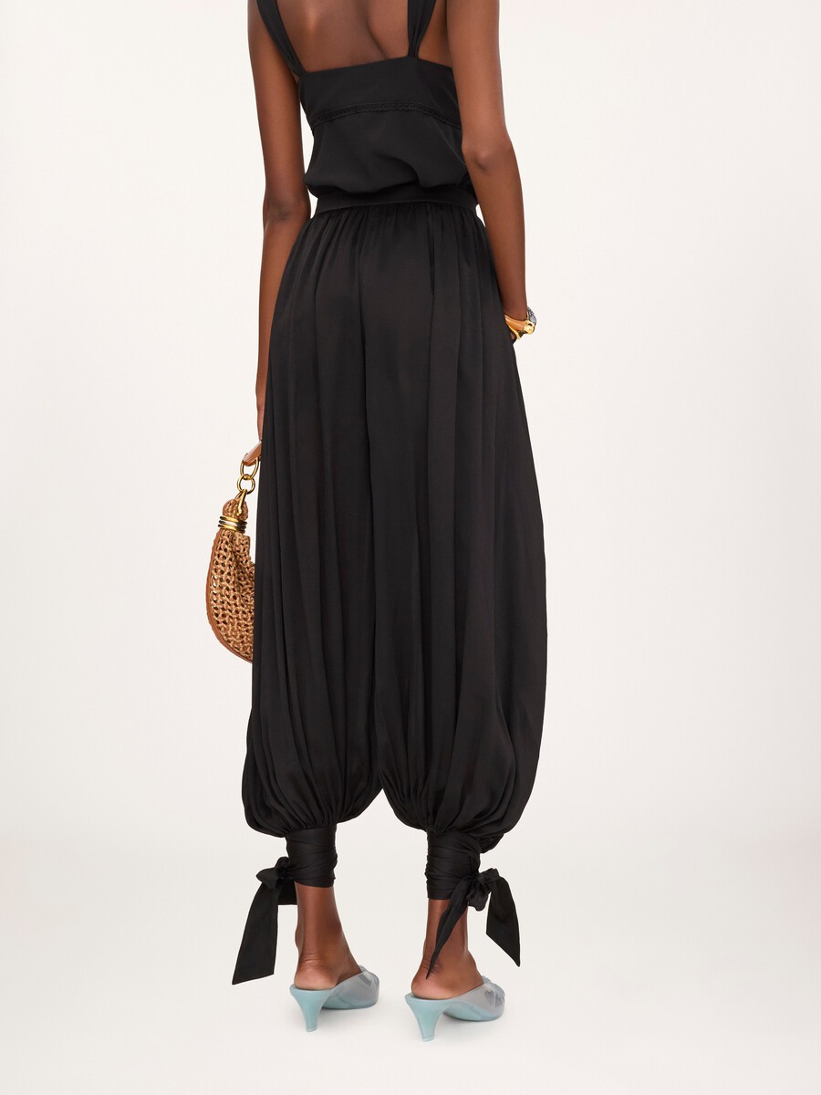 Fluid pleated pants in cr&ecirc;pe de chine - 7
