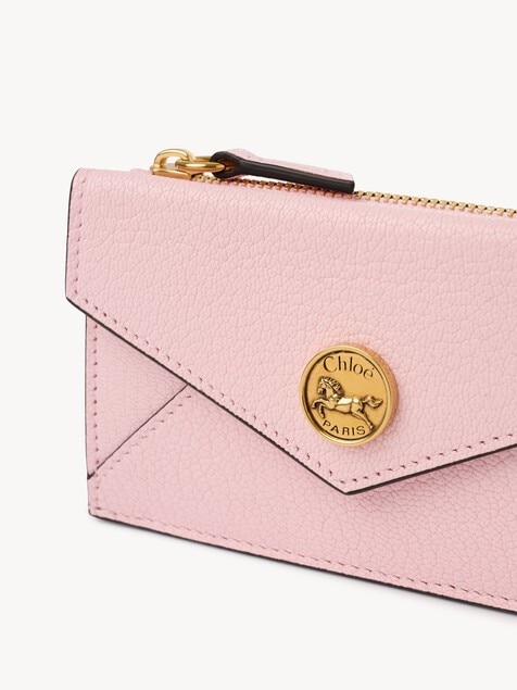 Small Envelope purse with card slots in grained leather