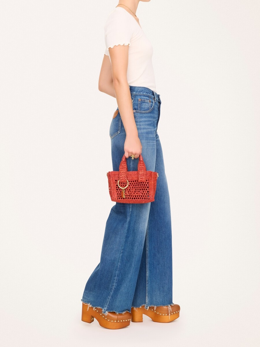 Mini Summer Banana east-west tote bag in raffia - 7
