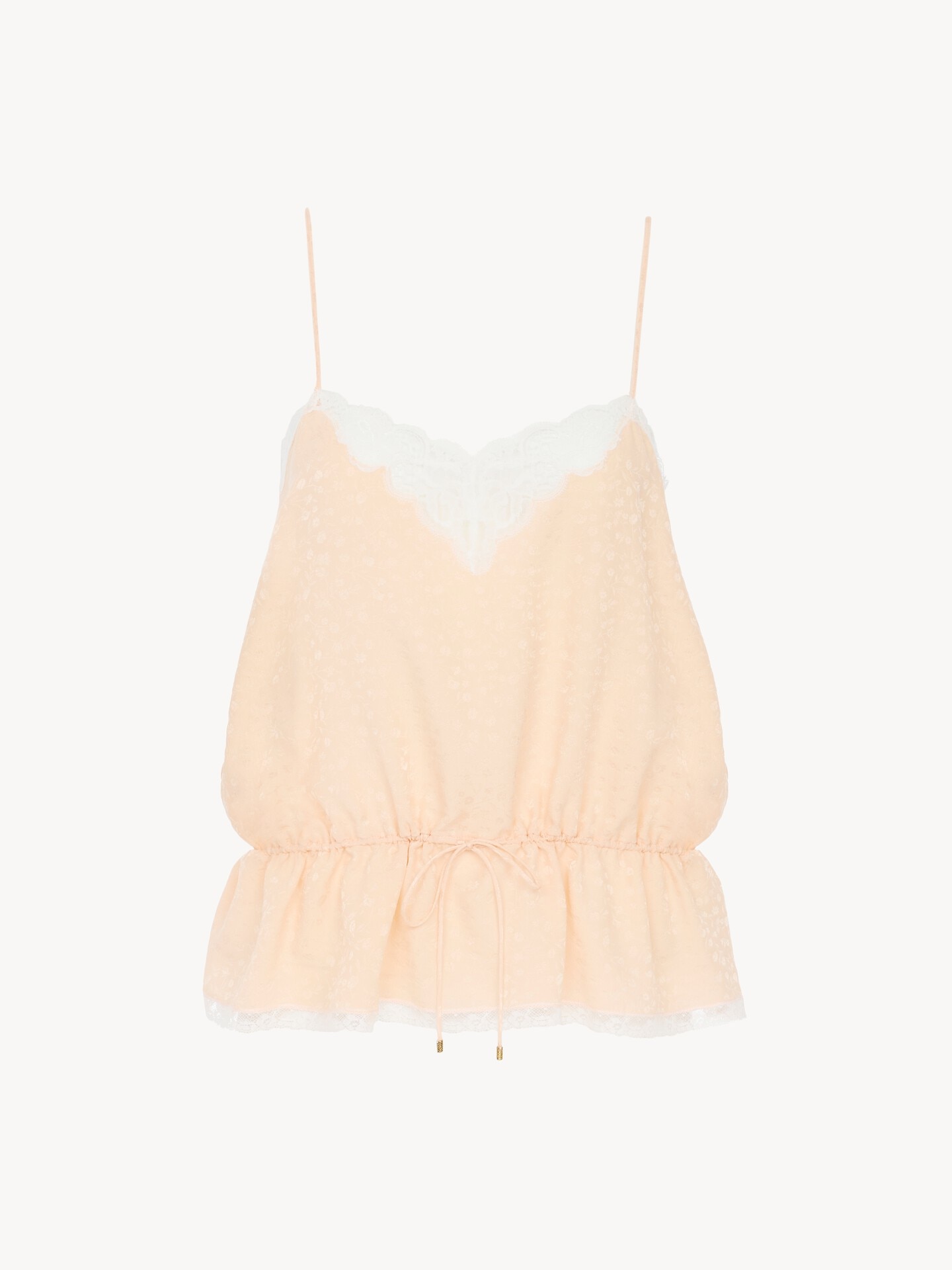 Camisole top in silk jacquard & lace - 2.0