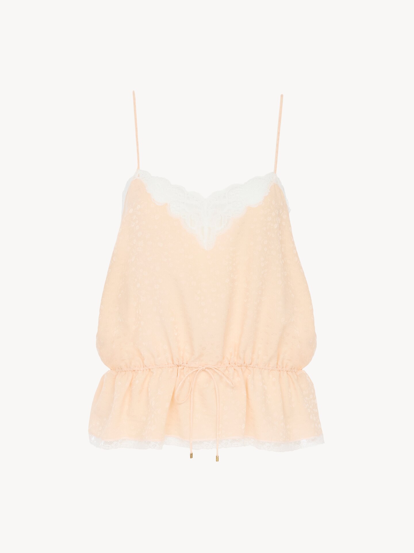 Cropped collarless jacket in linen cr&ecirc;pe - 1