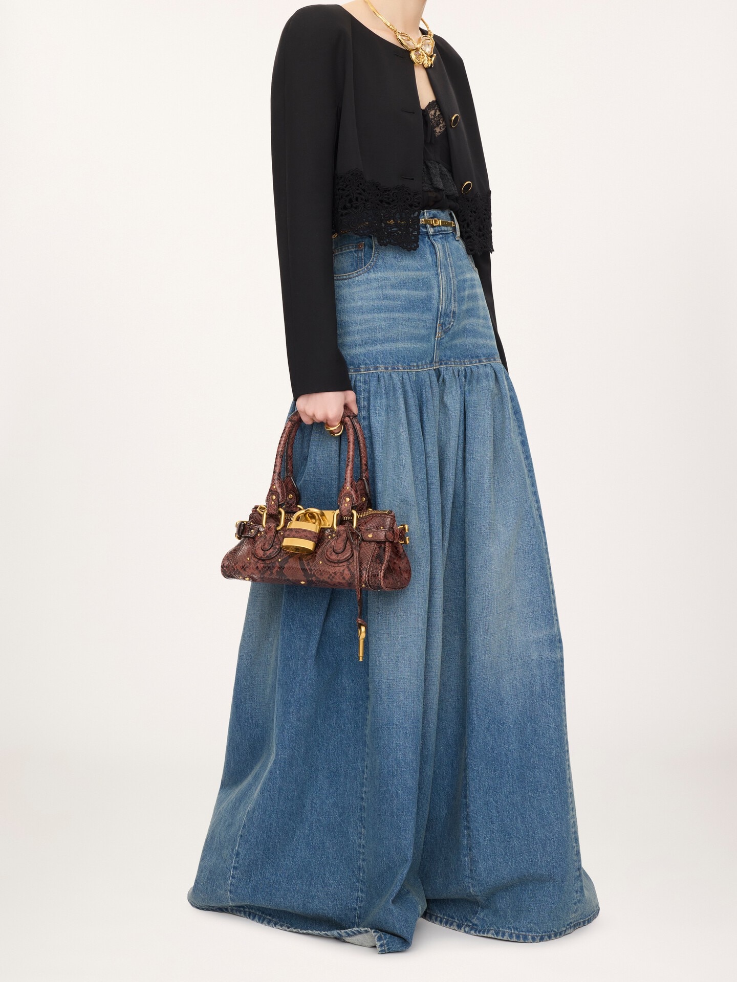 Small Paddington bag in python-effect leather - 7.0