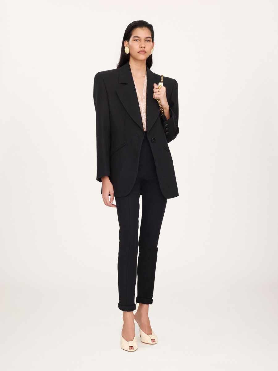 Chaqueta de sastre oversize de crep&eacute; de lino - 3