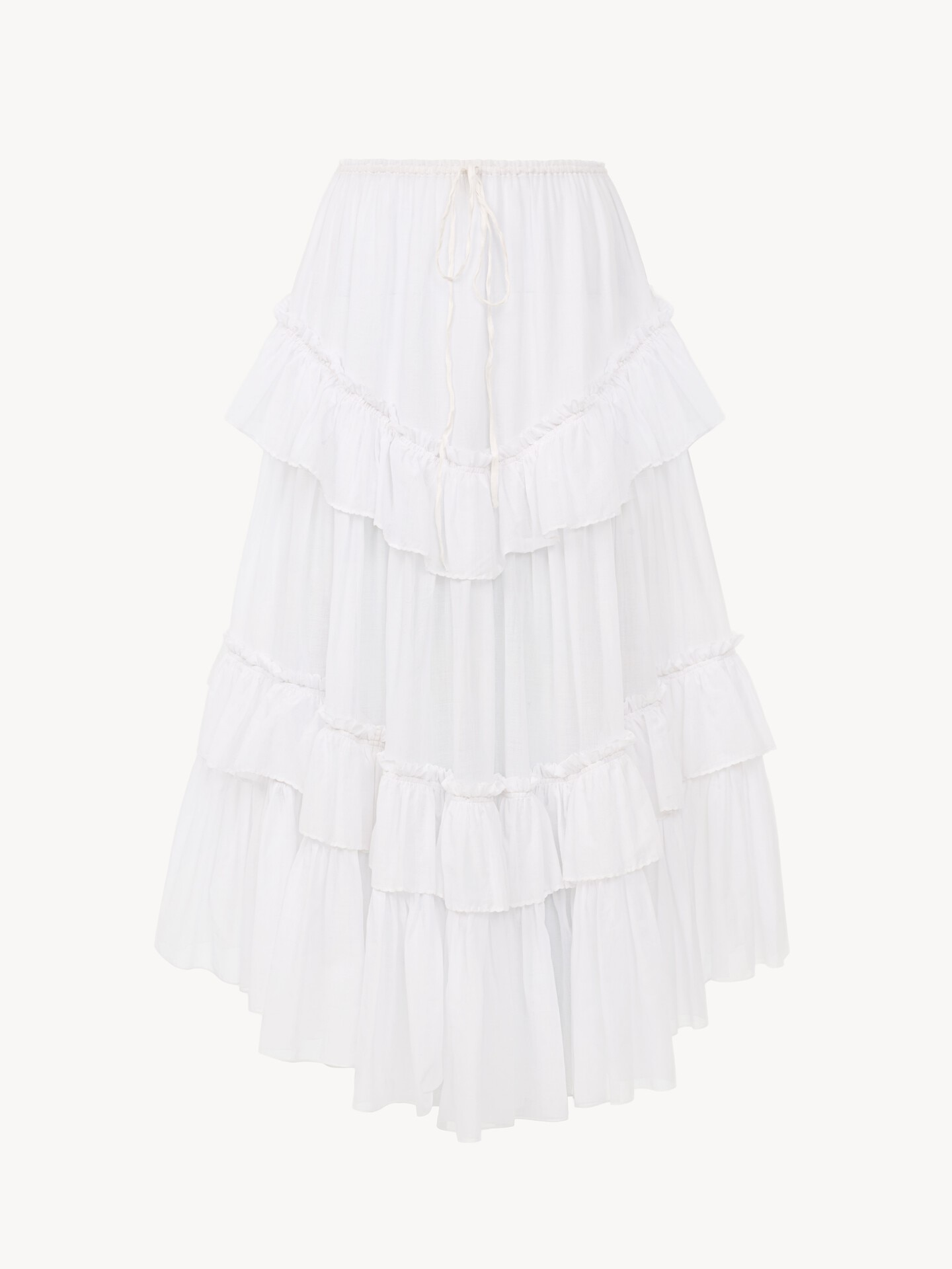 Jupe midi &agrave; volants superpos&eacute;s en voile de coton - 2.0