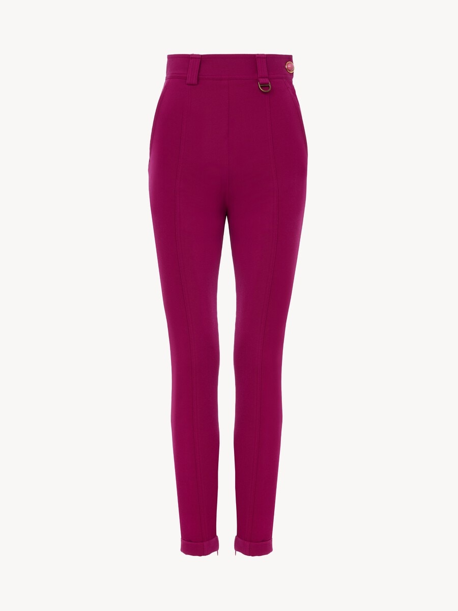 Pantalon taille haute ajust&eacute; en tricotine stretch - 2