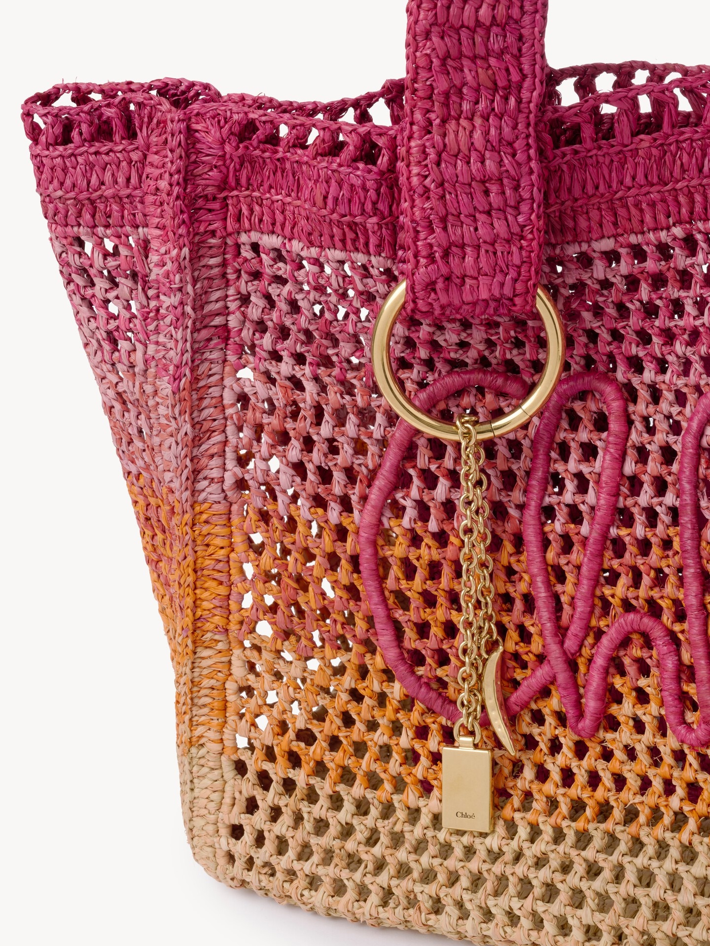 Summer Banana east-west tote bag in raffia - 6.0