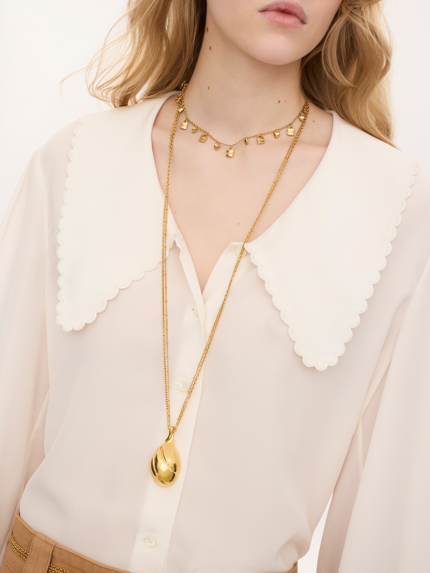 Puff-sleeve blouse in cr&ecirc;pe de chine - 5.0