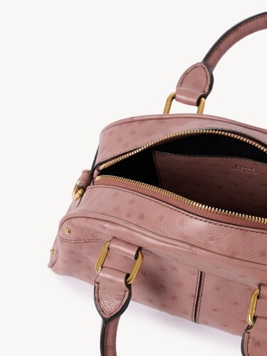 Bolso bowling Chlo&eacute; peque&ntilde;o de cuero efecto avestruz - 6