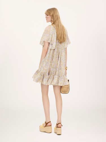 Short pleated dress in silk charmeuse - 5