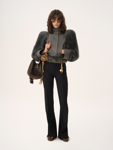 High-neck hybrid jacket in leather - 3