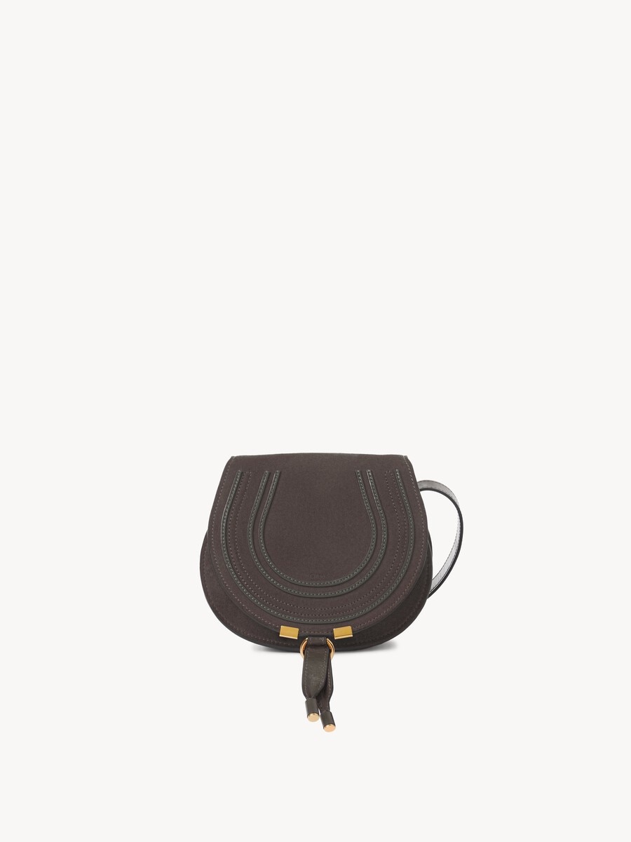 Petit sac port&eacute; &eacute;paule Marcie en cuir velours - 1