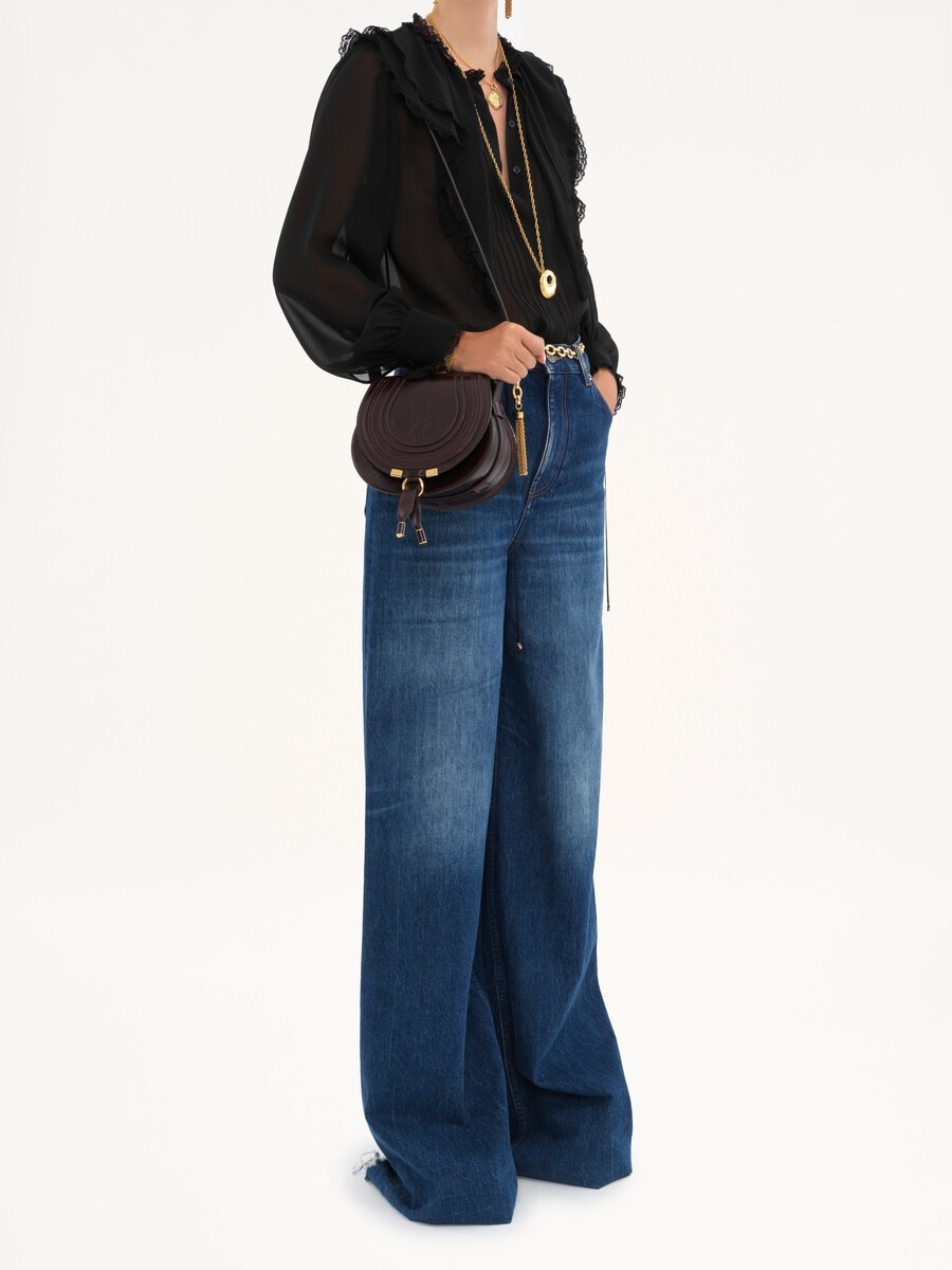 Bolso saddle peque&ntilde;o Marcie de cuero brillante - 8