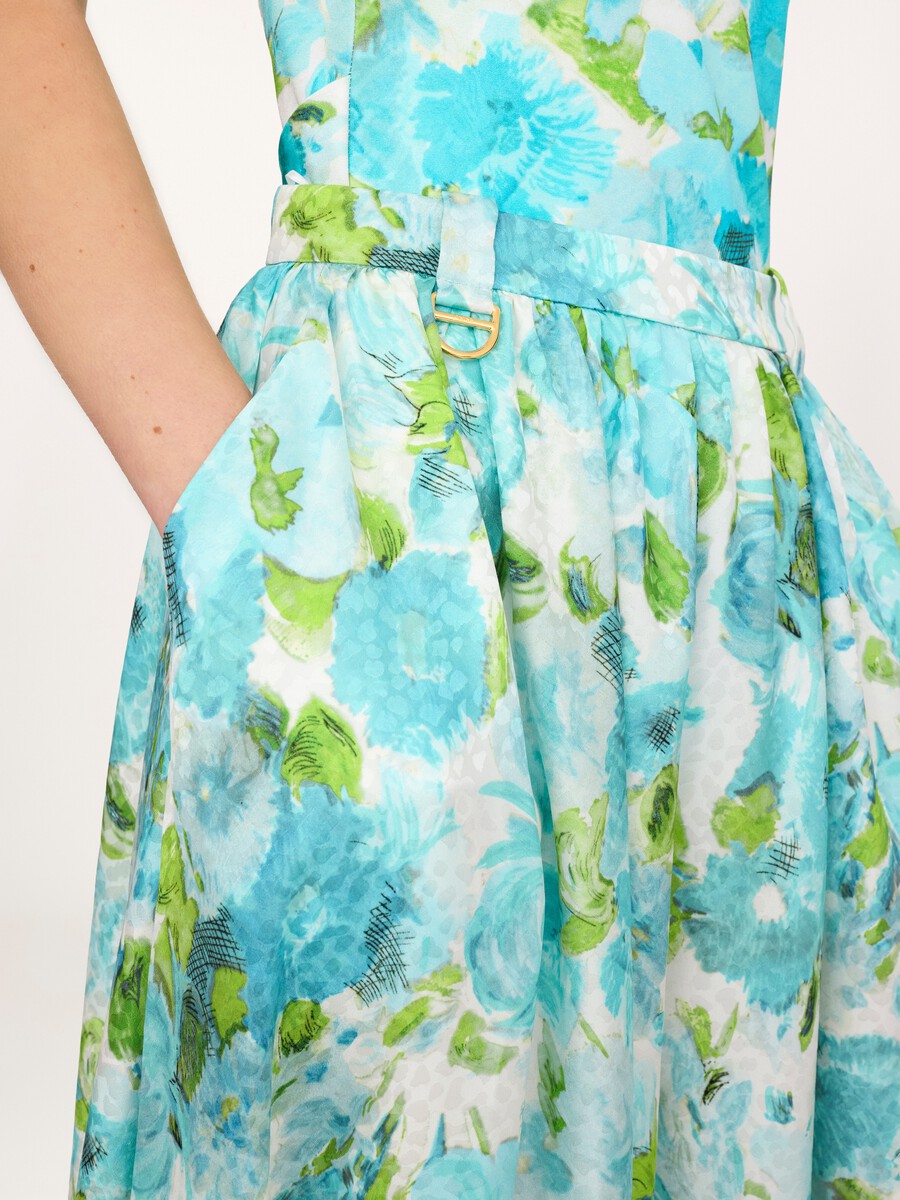 Fluid pleated pants in silk jacquard - 6