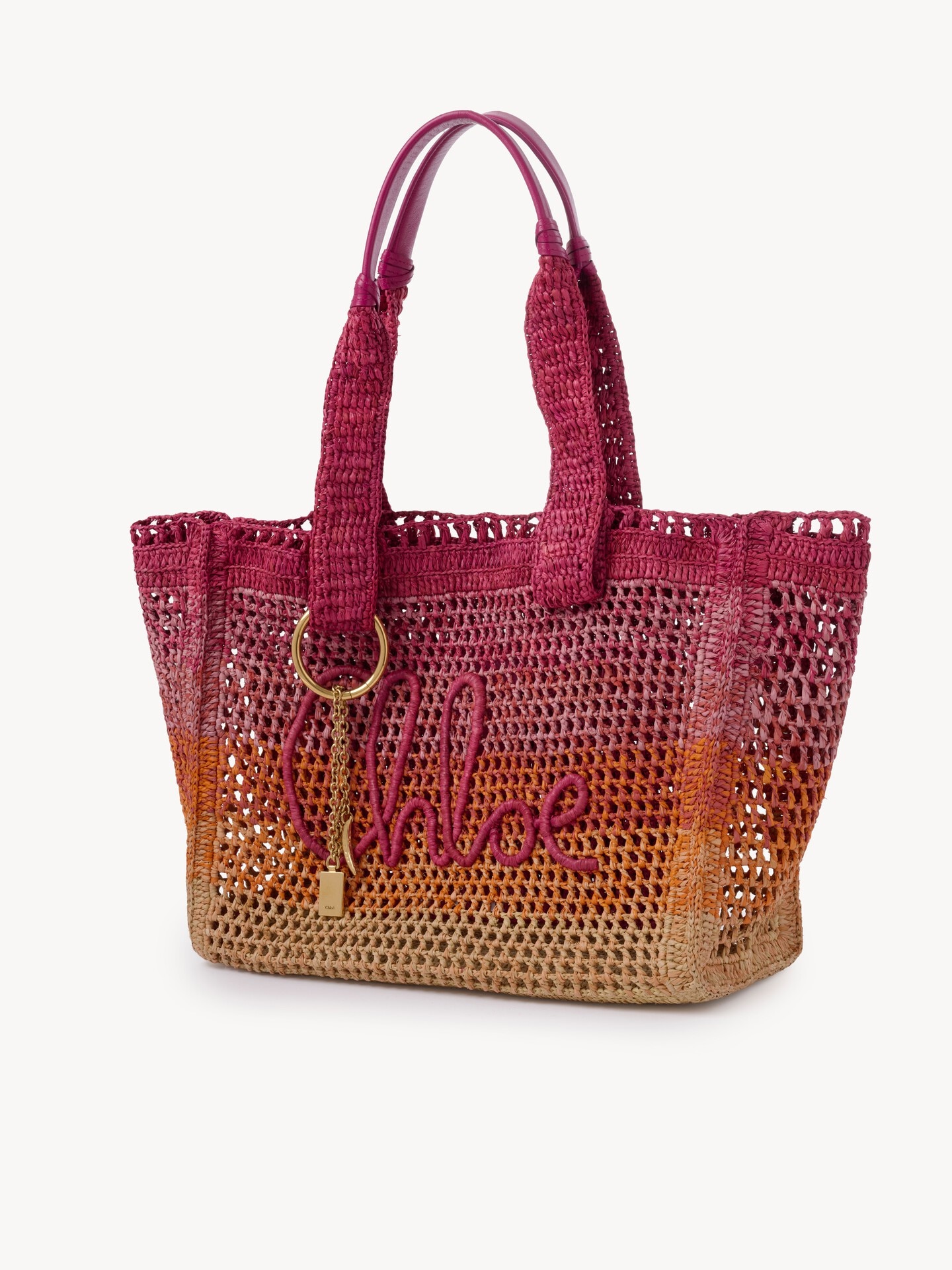 Summer Banana east-west tote bag in raffia - 3.0