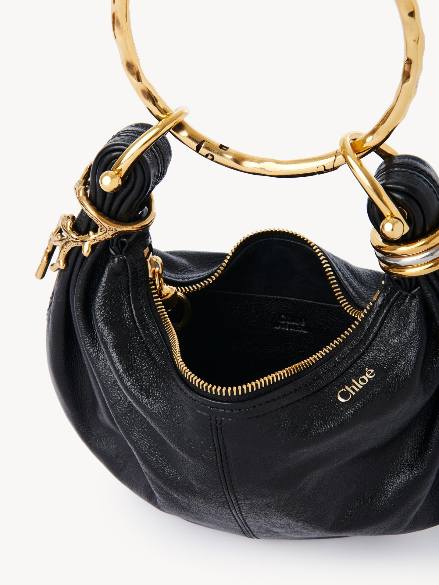 Mini Bracelet Hobo bag in grained leather - 5.0