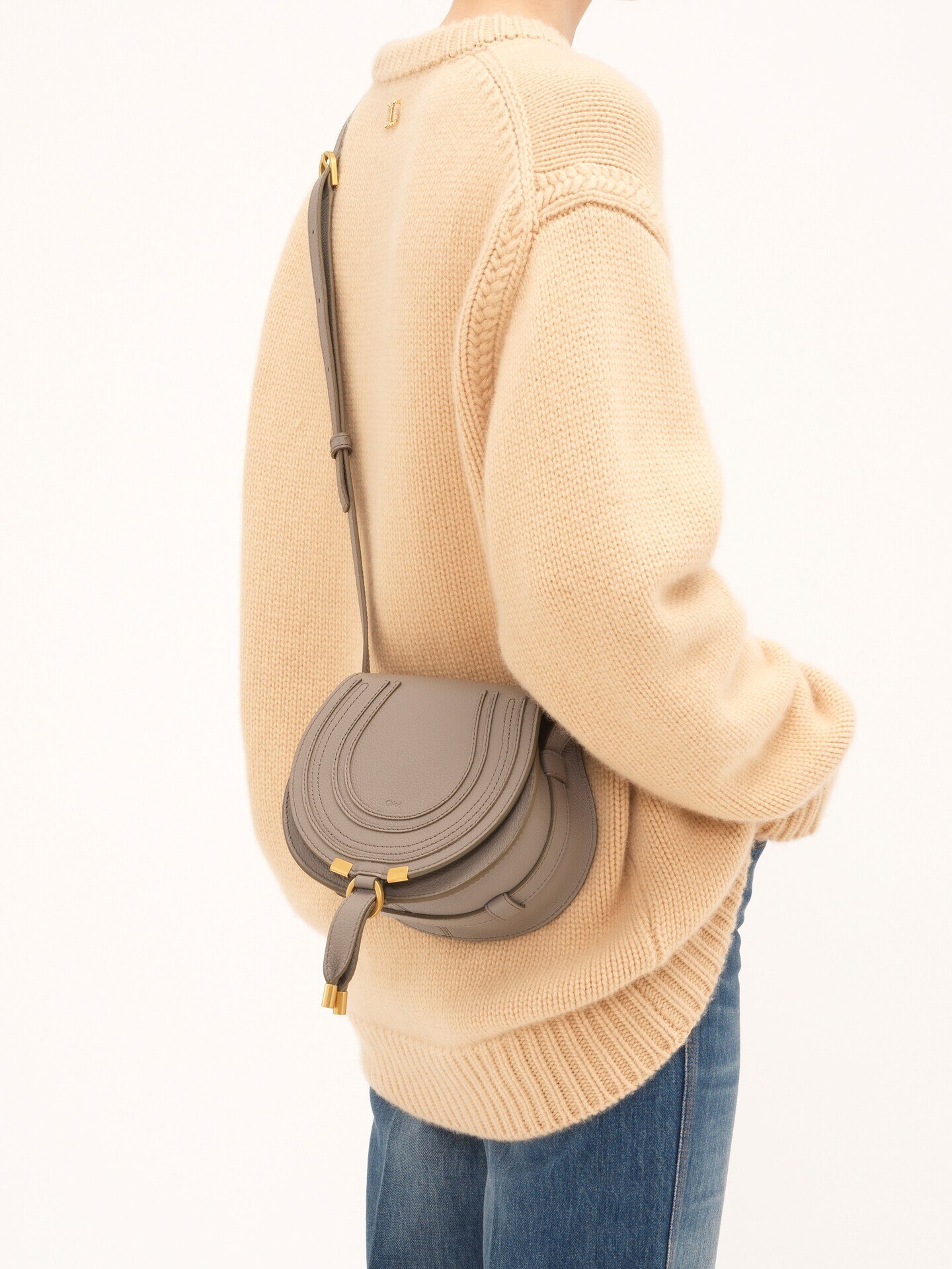 Small Marcie saddle bag in grained leather - 2.0