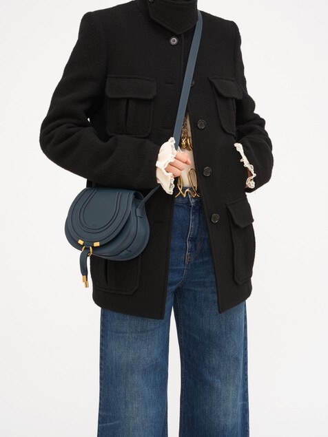 Small Marcie saddle bag in grained leather