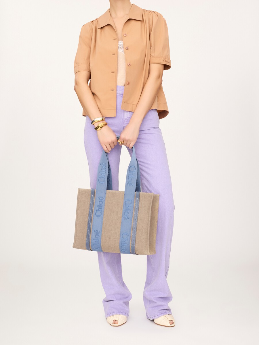 Woody tote bag in linen - 7