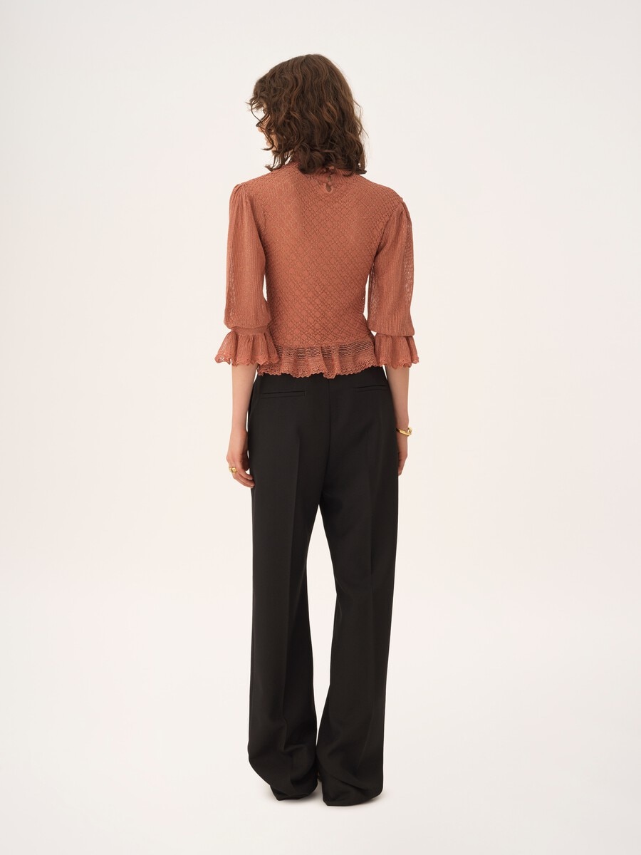 Ruffled puff-sleeve sweater in a lurex knit - 5