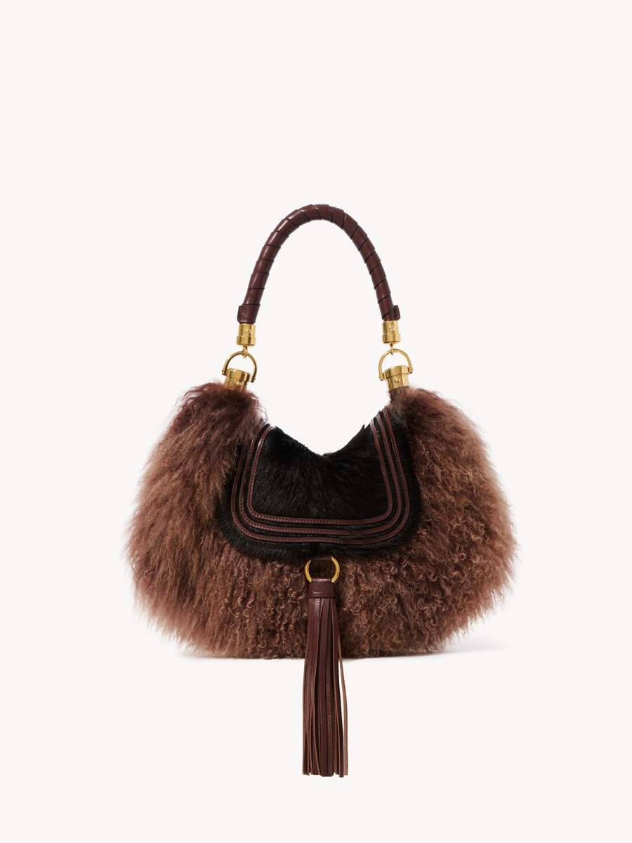 Small Marcie Foulard hobo bag in pony leather & shearling - 1