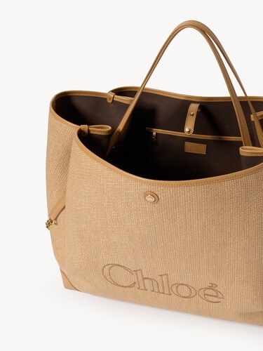 Large Chlo&eacute; Clover double carry bag in raffia-effect fibers - 5