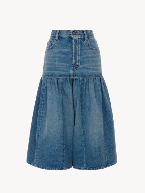 High-rise balloon bermuda shorts in denim