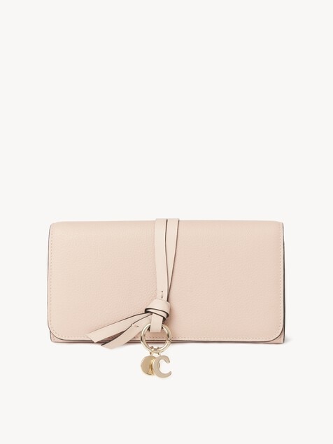 Alphabet wallet with flap in grained leather