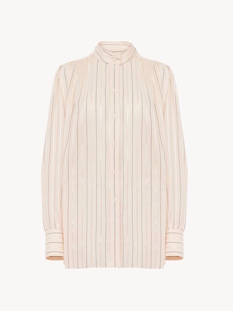 Blusa fruncida de popelina de seda y algod&oacute;n