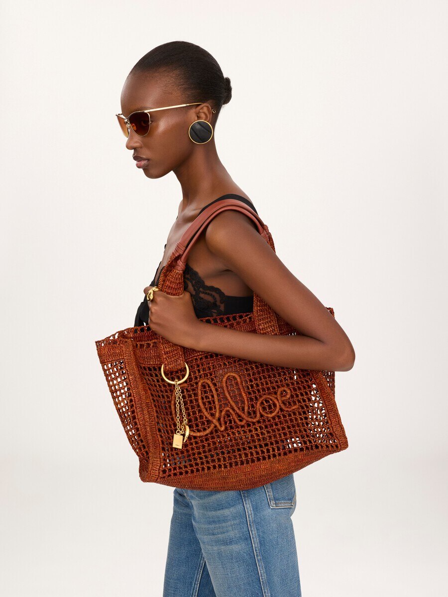 Bolso tote Summer Banana East-West de rafia - 3