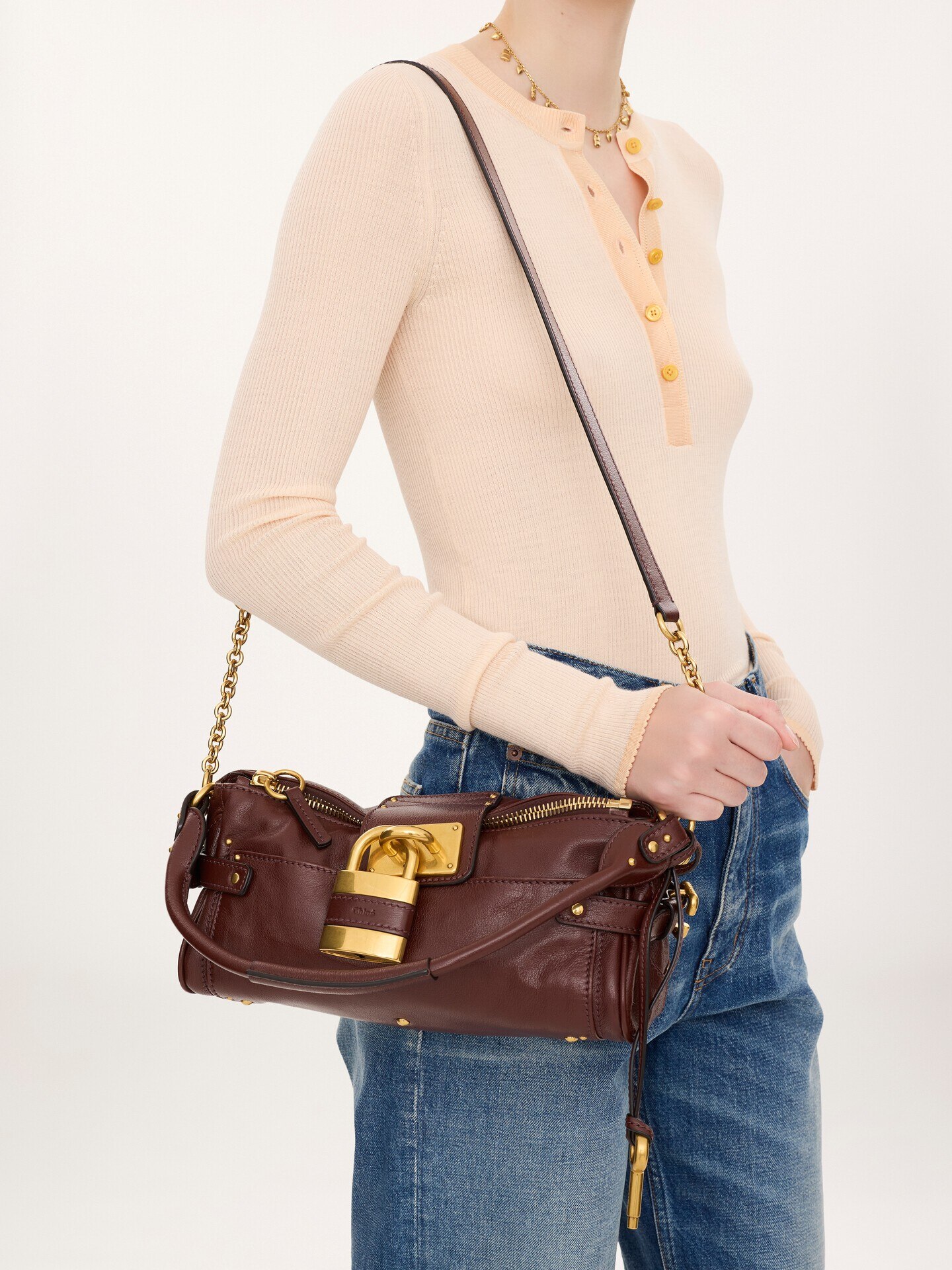 Small Paddington bag with strap in grained leather - 2.0