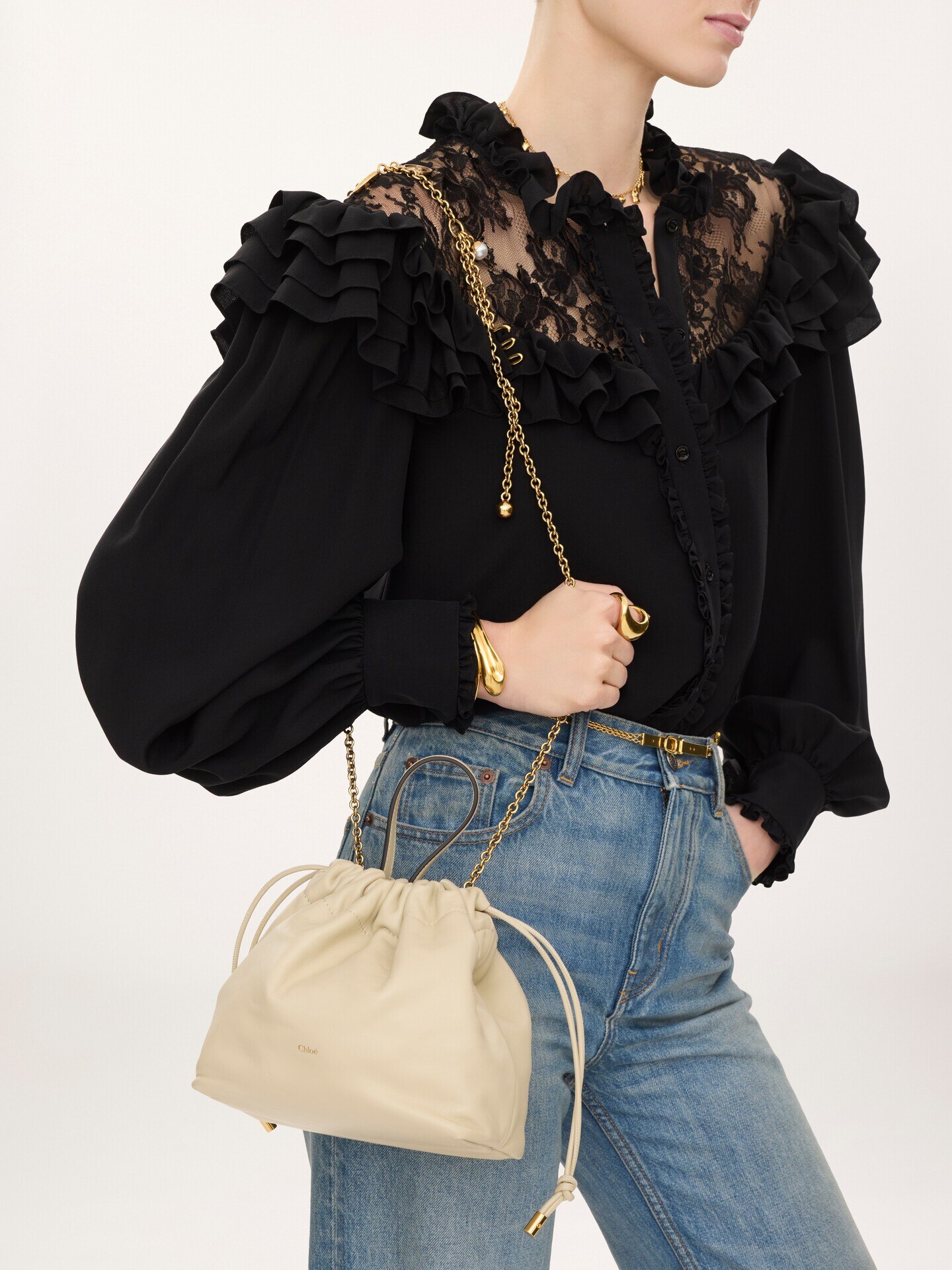Small Chlo&eacute; Icons shoulder bag with chain in soft leather - 2.0