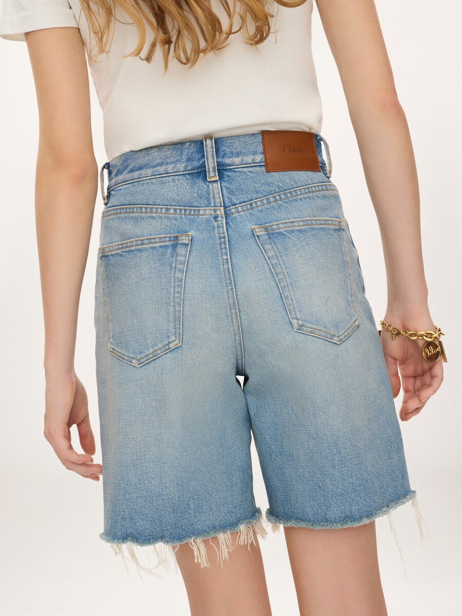 Short taille haute en denim - 5