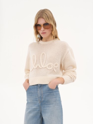 Logo sweater in alpaca wool & silk knit - 4
